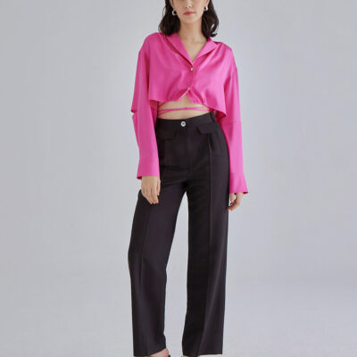 Pretty In Pink Silk Cropped Top